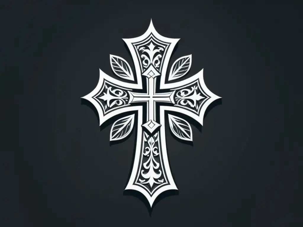 Cruz del Temple: Ilustración minimalista en blanco y negro Ilustración en blanco y negro de la icónica cruz templaria, con detalles intrincados y precisión geométrica