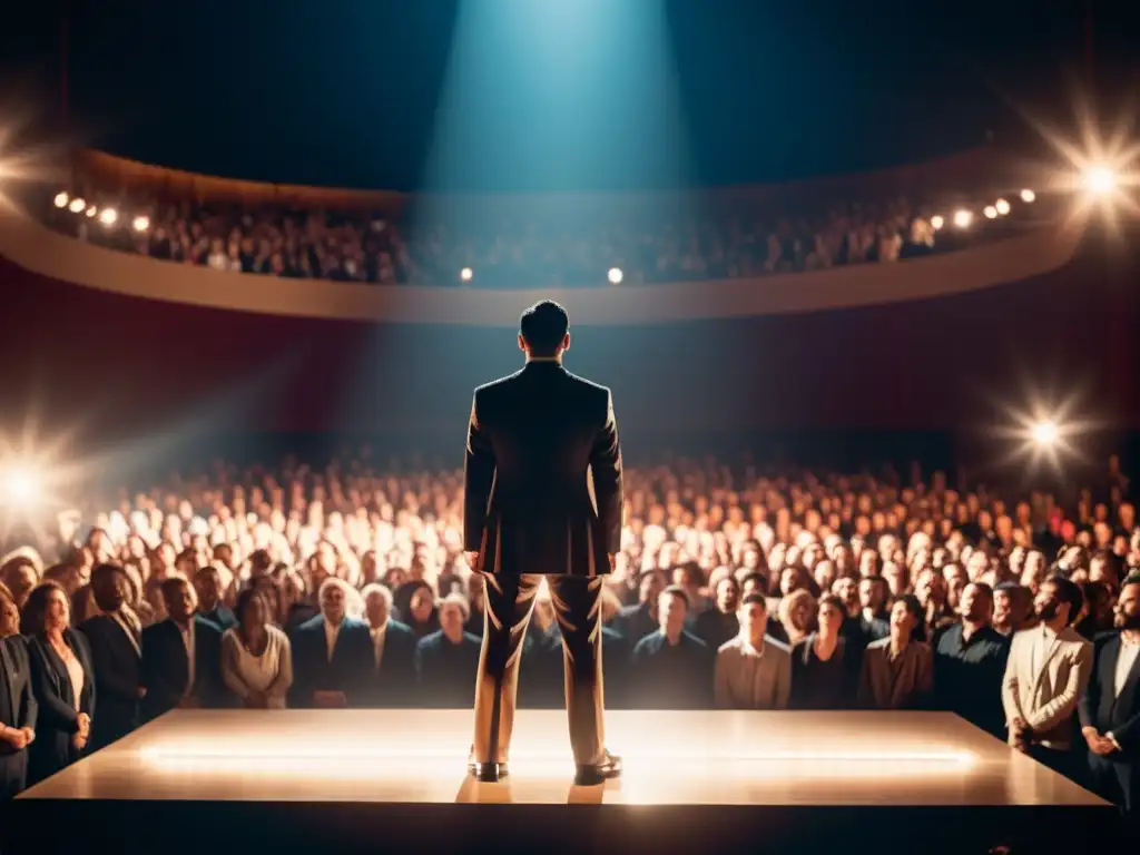 Carismático líder de culto en el escenario, poder y manipulación Carismático líder de culto en el escenario, rodeado de seguidores, proyectando autoridad y confianza