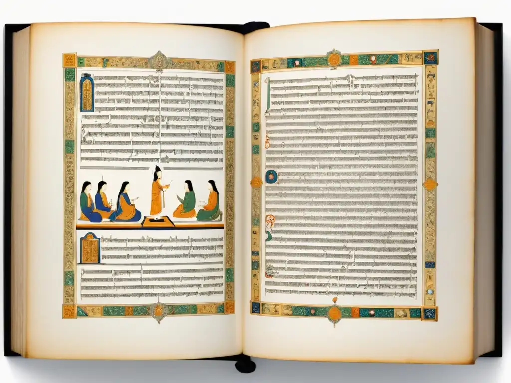Manuscrito sagrado: Intrincado dibujo de 'Orígenes de los Cultos' Detalle de manuscrito religioso antiguo, con ilustraciones simbólicas