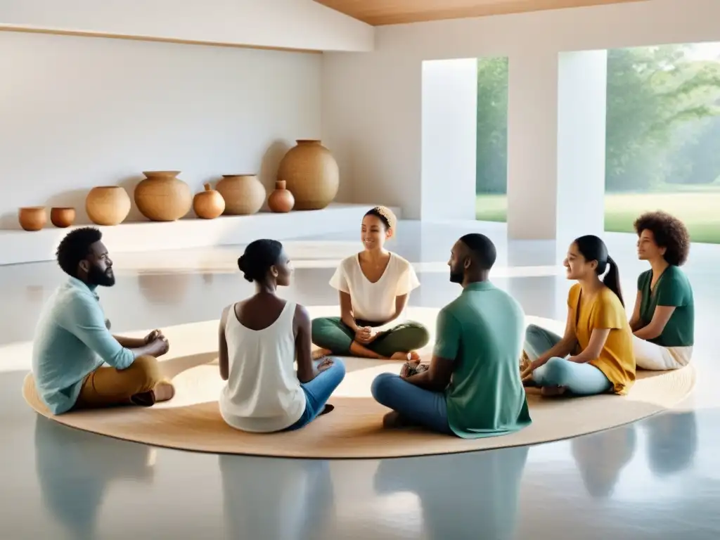 Imagen de comunidad armoniosa y actividades pacíficas Diferencias entre culto y secta: imagen de armonía y comunidad en actividades pacíficas y conversaciones profundas