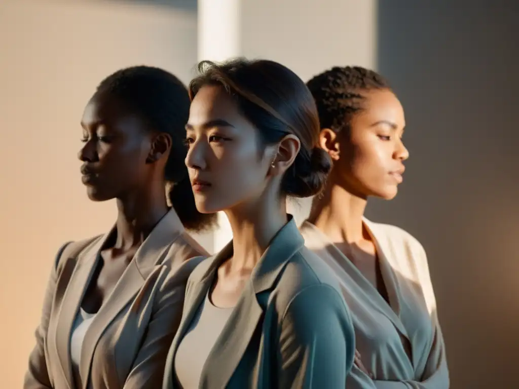 Mujeres en círculo: luz y sombra Un grupo de mujeres en círculo, con rostros entre sombras y la otra mitad iluminada