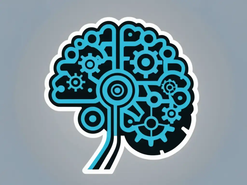 Mente en Marcha: Mecanismos de Control Mental Una ilustración minimalista de un cerebro humano con intrincada ingeniería y engranajes entrelazados
