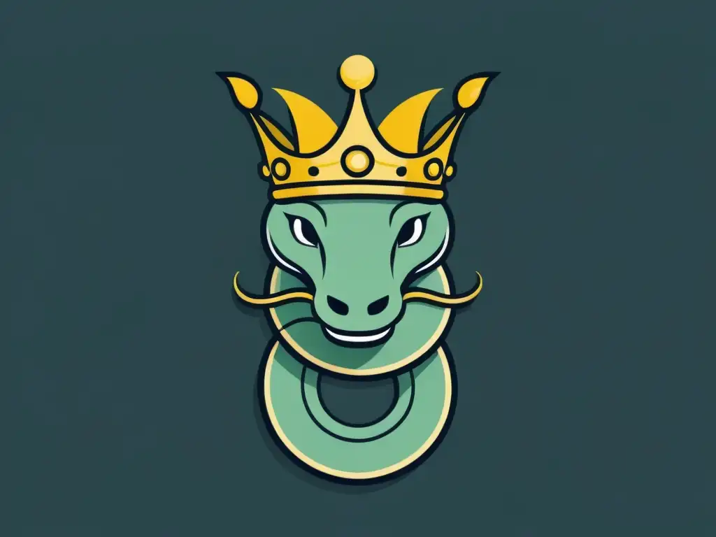 Realeza serpentina: desenmascarando líderes abusivos Una ilustración minimalista de una serpiente enroscada con una corona en la cabeza, simbolizando líderes de cultos abusivos