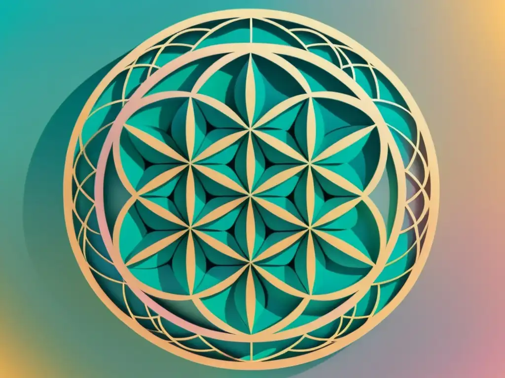 Flor de la Vida: Geometría Sagrada en Pastel Imagen de la Flor de la Vida en colores pastel, con patrones geométricos precisos