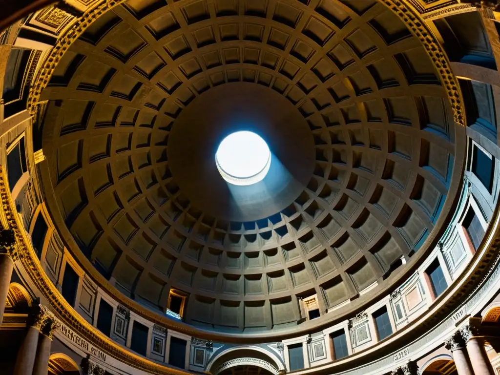Imagen impactante del interior del Panteón en Roma, resaltando la grandiosidad de la arquitectura antigua y la comparación arquitectura sagrada cultos