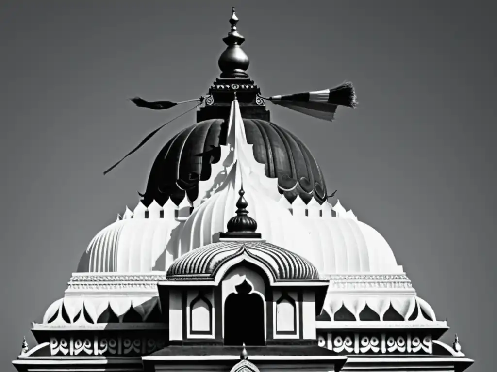 Templo Jagannath en Puri: Serenidad en blanco y negro La influencia del culto Jagannath en Odisha se refleja en esta icónica fotografía en blanco y negro del Templo Jagannath en Puri, India