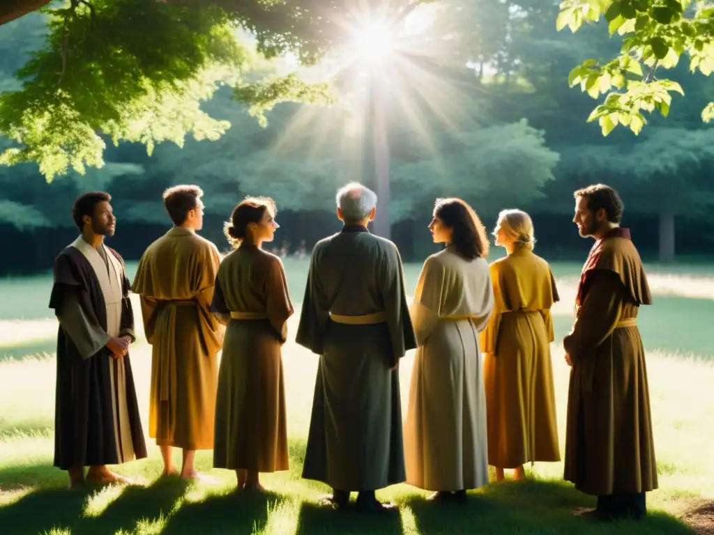 Un líder carismático y sus seguidores escuchan con devoción en un claro soleado