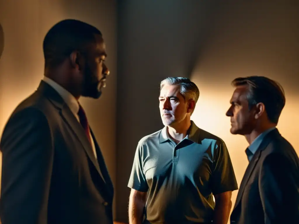 Un líder carismático hipnotiza a seguidores en penumbra