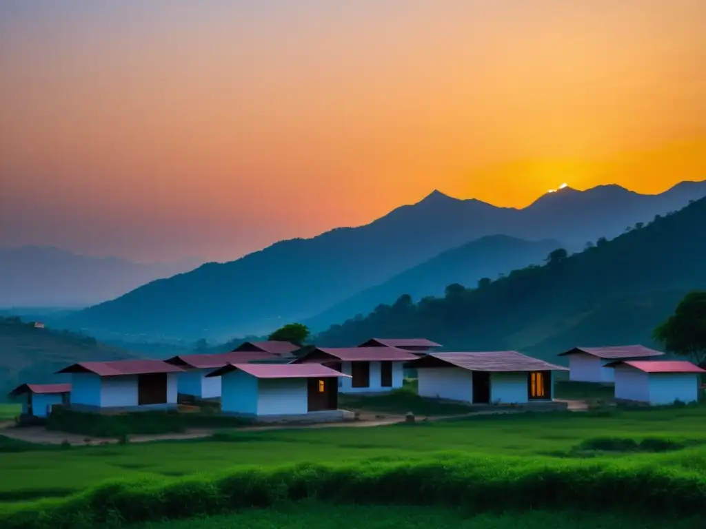 Comuna Rajneeshpuram: Atardecer sereno y espiritual Paisaje sereno al atardecer en la comuna de Rajneeshpuram, con el sol creando un ambiente cálido y tranquilo