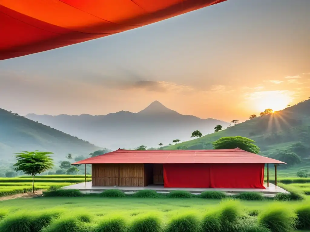Comuna Rajneeshpuram: Atardecer sereno y espiritual Paisaje sereno de la comunidad del Culto de Rajneeshpuram amor libre al atardecer, evocando paz y armonía espiritual