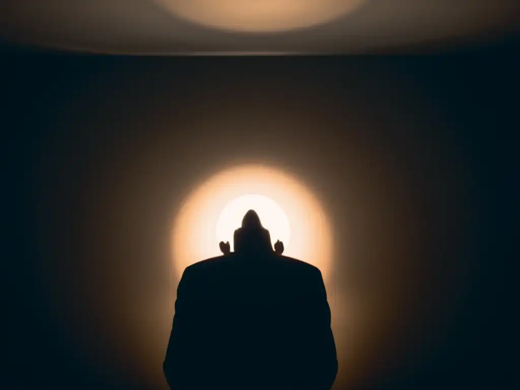 Persona atrapada por figuras sombrías en culto, luchando con determinación