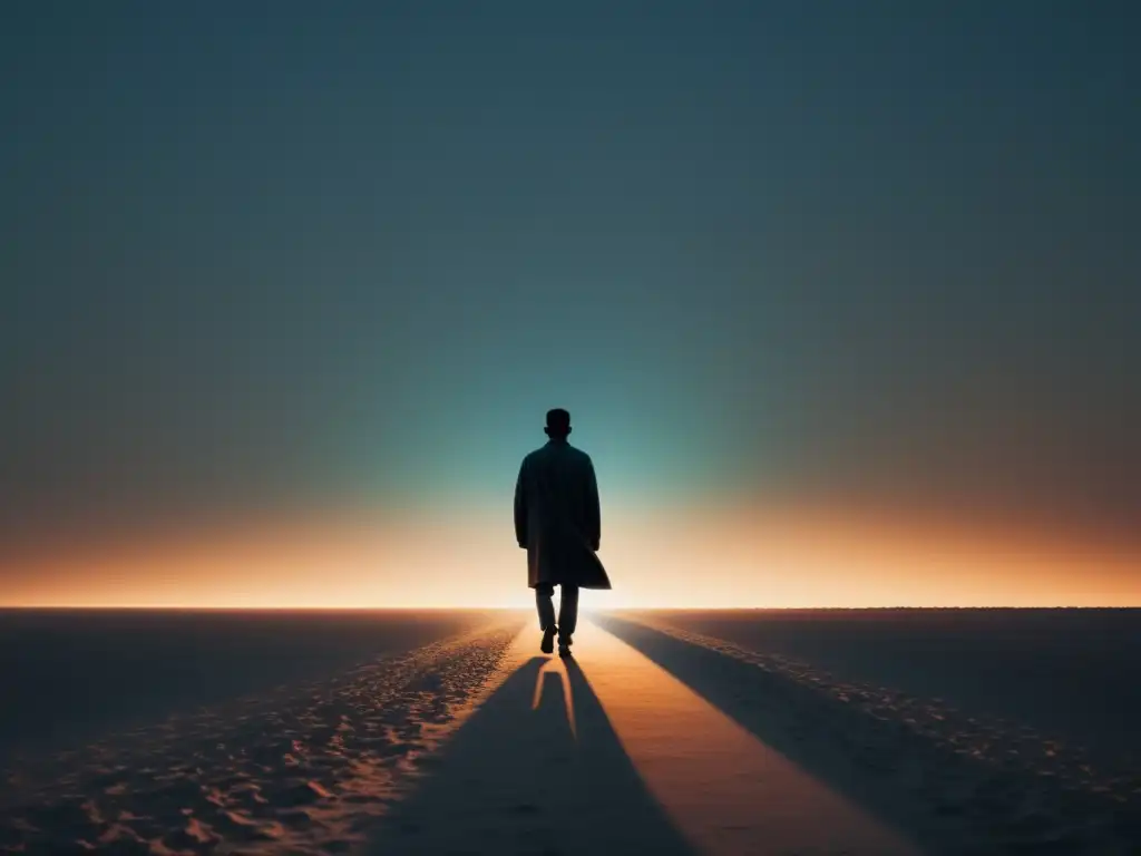 Renacer tras dejar la secta: camino hacia la luz Una persona se aleja de su identidad sectaria mientras se dirige hacia un horizonte brillante, representando la reinvención del yo en cultos