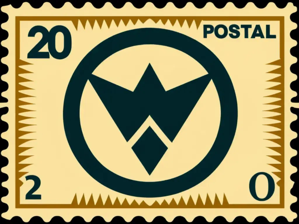 Sello postal vintage con símbolo enigmático de culto contemporáneo Postal vintage con símbolo ominoso de culto contemporáneo
