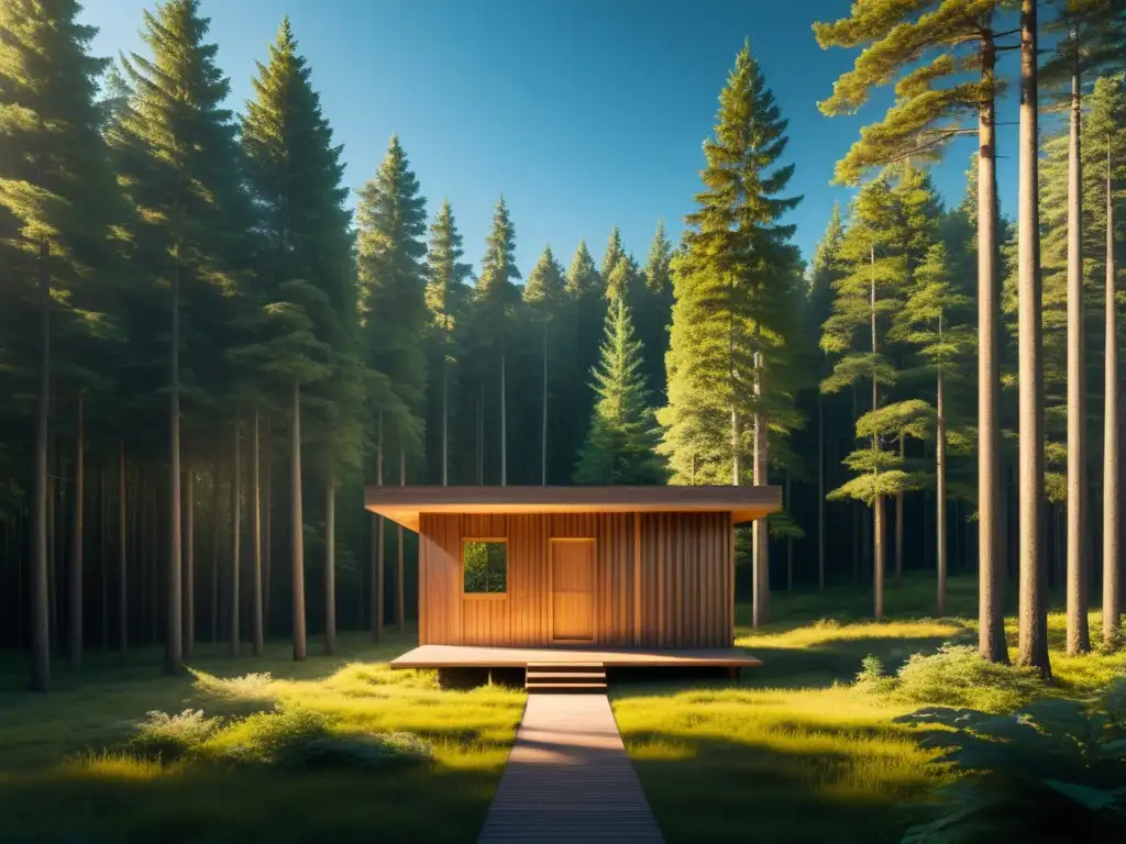 Refugio de madera en claro del bosque, sugiriendo retiros utilizados por cultos peligrosos