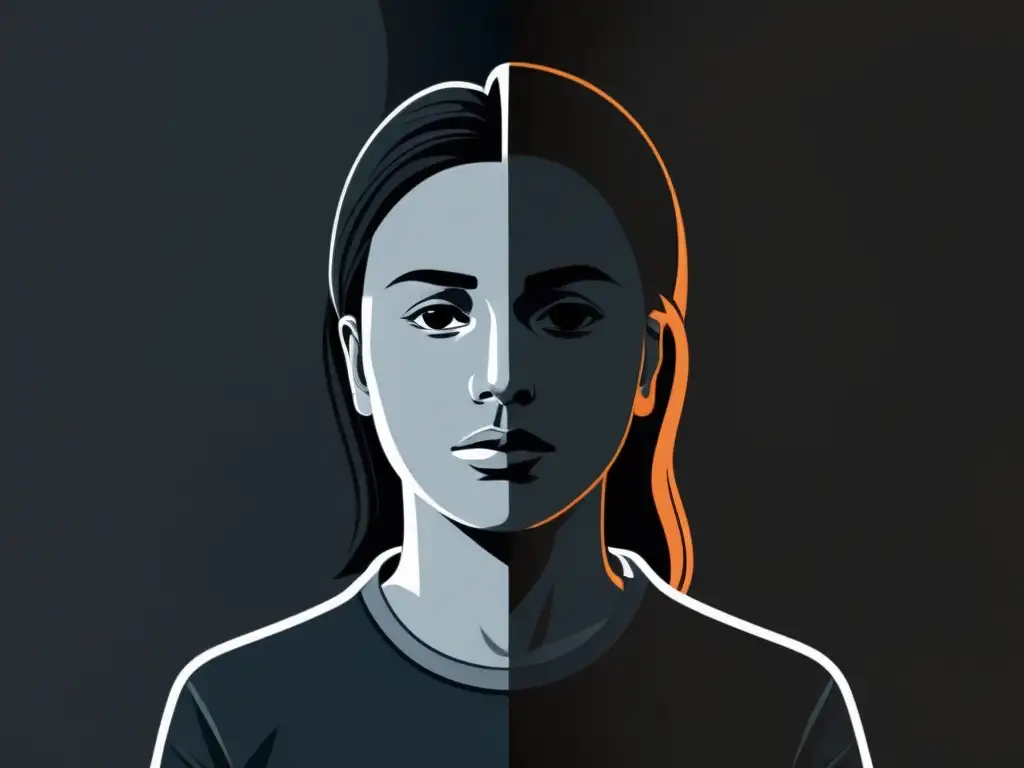 Retrato detallado en la penumbra de una persona en conflicto, simbolizando el proceso de desprogramación legal de miembros de cultos