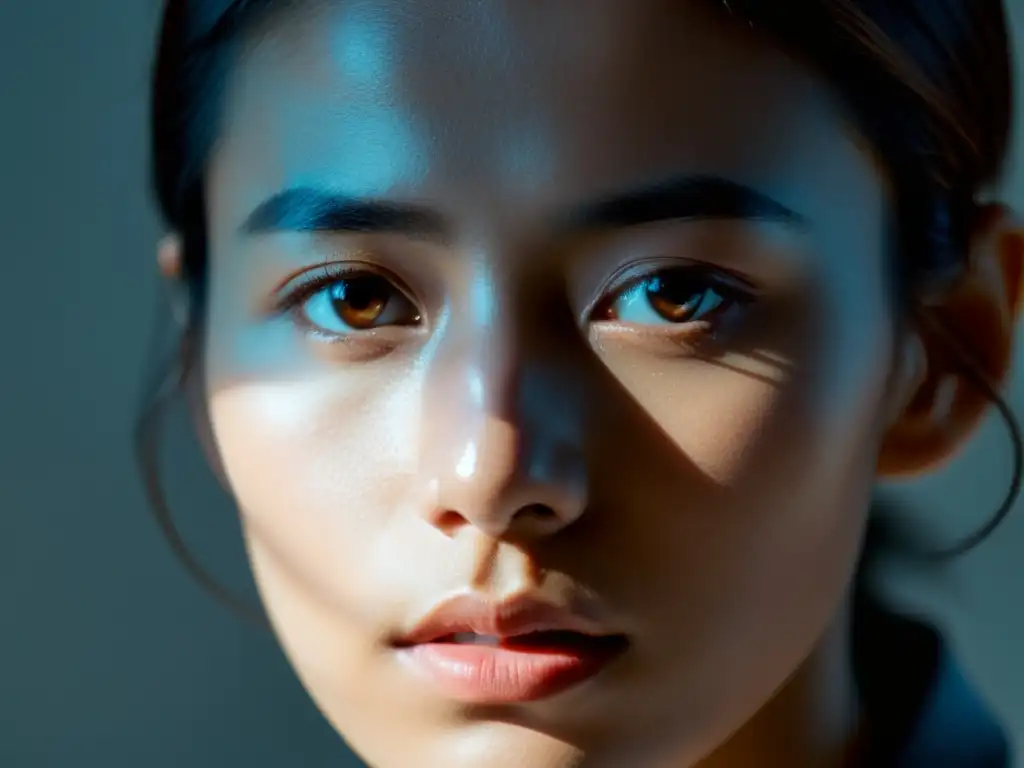 Retrato de rostro con expresión pensativa y toques de vulnerabilidad