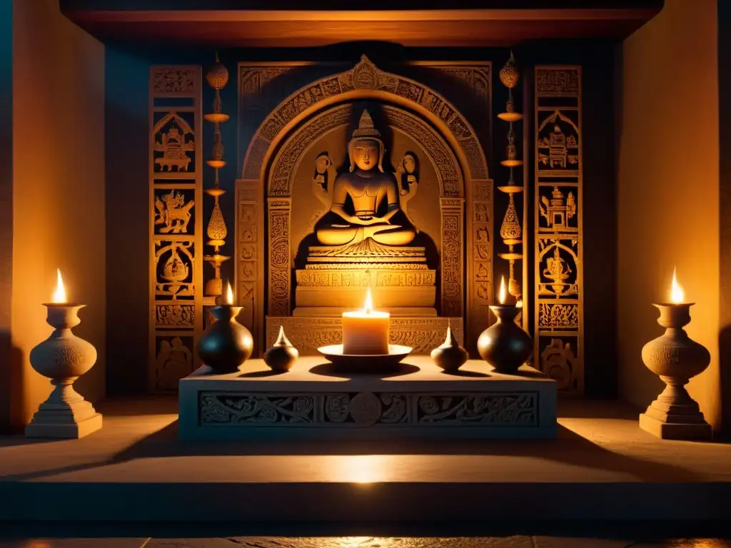 Altar de la Orden del Templo Solar: Mística y solemnidad en 8k Ritos secretos de la Orden del Templo Solar: altar iluminado por una vela en templo antiguo, figuras con capuchas en reverencia