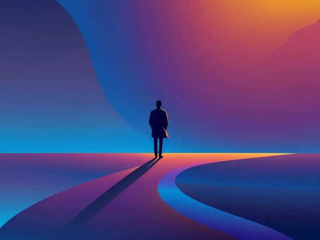 Elección entre luz y oscuridad: ilustración minimalista Un viaje de reflexión y cambio