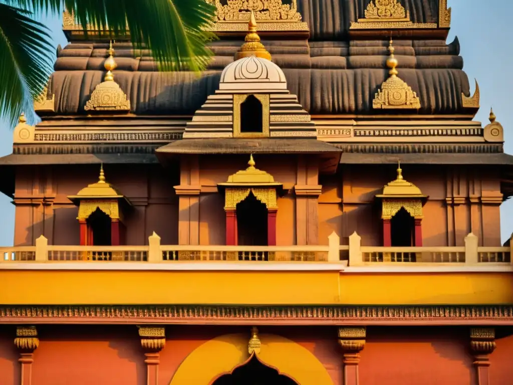 Templo de Jagannath al atardecer en Puri, India Vista crepuscular del templo Jagannath en Puri, Odisha, resaltando la influencia del culto Jagannath en la cultura y política de Odisha